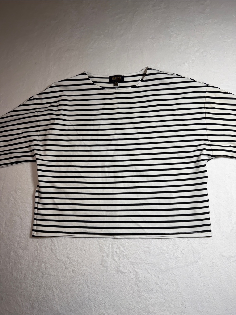 Truth by Republic Black & White Striped Boxy Top